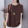 The new Hong Kong style short-sleeved summer stitching T-shirt women's summer is loose to cover the belly and the top covers the flesh and half sleeve body - 图片 6