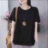 The new Hong Kong style short-sleeved summer stitching T-shirt women's summer is loose to cover the belly and the top covers the flesh and half sleeve body - 图片 2