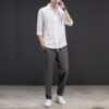 Men's summer cotton-linen outfit with ice silk short-sleeve T-shirt, casual sportswear, a stylish set - 图片 2