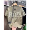 Trendy brand new summer T-shirt men's cool and handsome thin loose pop American half-sleeved top - 图片 7