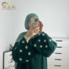 Dubai Middle Eastern Turkish Elegant Embroidery Daisy Dress Robe LR802 - 图片 19