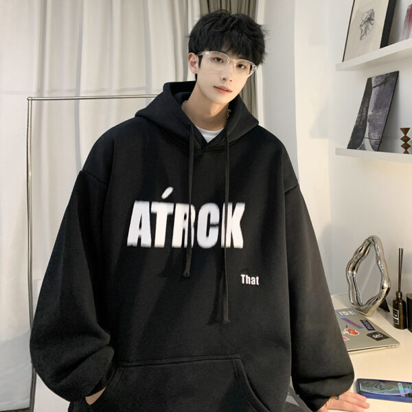 600g heavy cotton sweatshirt men's spring and autumn ins trendy brand American retro loose hooded jacket for junior and senior high school students