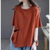 Retro short sleeve t-shirt women's summer new mom clothes korean loose large size foreign pullover ladies top - 图片 9