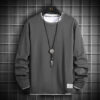 Popular sweatshirt men's cotton spring and autumn new fake two long-sleeved T-shirts Korean fashion base tops - 图片 7