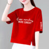 100 cotton women's short sleeve t-shirt, summer thin loose large size slim age reduction fashion casual mom top - 图片 9