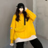 Autumn new sweatshirt women's tide ins hooded student Korean version loose lazy style spliced jacket fake two-piece top - 图片 9