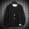 Popular sweatshirt men's cotton spring and autumn new fake two long-sleeved T-shirts Korean fashion base tops - 图片 9