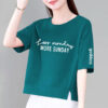 100 cotton women's short sleeve t-shirt, summer thin loose large size slim age reduction fashion casual mom top - 图片 15