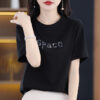 T-shirt women's short sleeve round neck embroidery mercerized cotton loose 2025 new top design sense age reduction cotton half-sleeved summer - 图片 17
