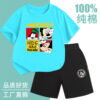 Boy's summer suit 2025 new boy's fried street foreign summer children's short-sleeved cotton two-piece thin set - 图片 3