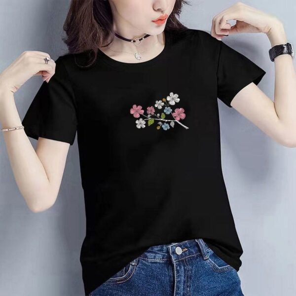 Summer pure cotton women's white short-sleeve T-shirt new Korean style versatile loose half-sleeve all-cotton top