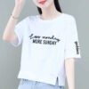 100 cotton women's short sleeve t-shirt, summer thin loose large size slim age reduction fashion casual mom top - 图片 5