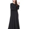 Traditional Muslim Women's Arab, Middle East, Malaysia, Saudi Arabia, Dubai, Black Crew Neck Women's Robe Dress - 图片 5