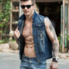 New sleeveless denim vest men's vest summer, spring and autumn tide slim hole shoulder Korean washed horse clip - 图片 9