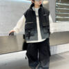 Boy's suit 2025 new spring children's Internet celebrity handsome fried street spring and autumn cargo vest three-piece set - 图片 2