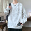2025 autumn and winter new ins Hong Kong style printed crew neck sweatshirt men's loose plus size trendy couple top - 图片 2