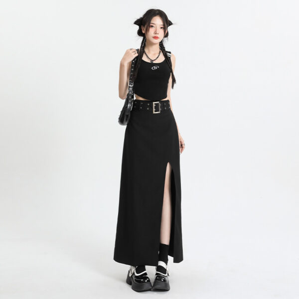 Women's clothing # high-waisted long skirt female hottie word versatile trend ins cover the crotch and thin slit skirt