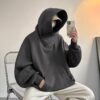 American-style heavyweight high-neck sweatshirt, men's hooded, winter velvet, loose handsome, couple casual sports coat, ins tide - 图片 2