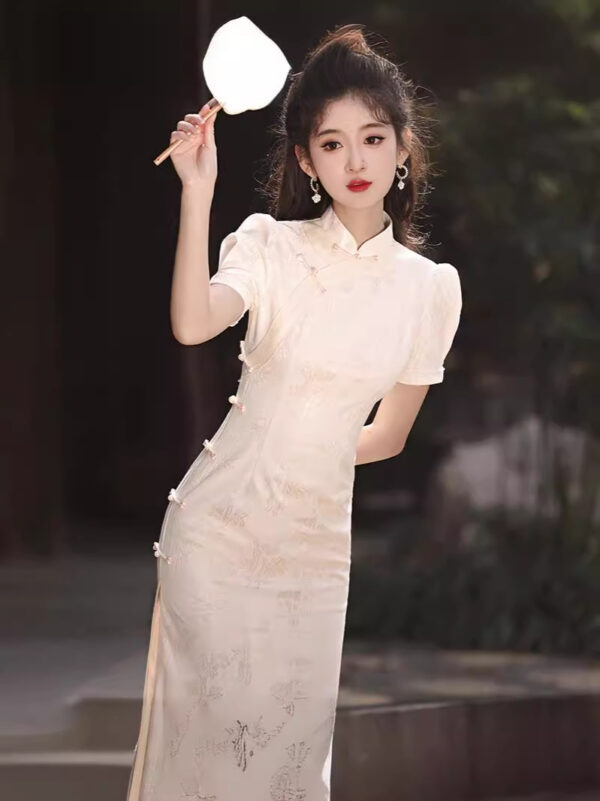 Sweet and gentle wind 2025 new spring and summer girl princess style cheongsam brocade cotton jacquard small fresh cheongsam skirt
