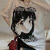 Comic Girl Fashion Brand 100% Cotton Short Sleeve T-Shirt Women's Summer Loose Plus Size Midi Versatile Top Women's Wear - 图片 4