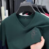 cotton v-neck short sleeve t-shirt men's summer new solid color fashion trend t-shirt men's half sleeve top tide - 图片 3