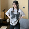 Loose and thin crew neck short sleeve t-shirt women's summer new design sense niche korean fashion printed top - 图片 3