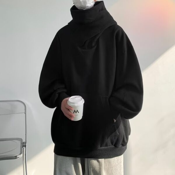 American-style heavyweight high-neck sweatshirt, men's hooded, winter velvet, loose handsome, couple casual sports coat, ins tide