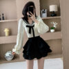 2025 Spring/Summer New Trendy Brand Dress Female Small Man Sweet Shirt A-Line High Waisted Skirt Two-Piece Set - 图片 8