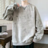 2025 autumn and winter new ins Hong Kong style printed crew neck sweatshirt men's loose plus size trendy couple top - 图片 4