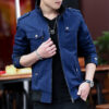 New men's Korean-style fashion stand collar jacket, thickened denim work cotton coat for spring and autumn. - 图片 4