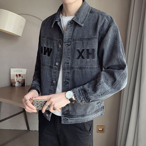 Men's casual denim jacket for spring and autumn, trendy brand new clothing
