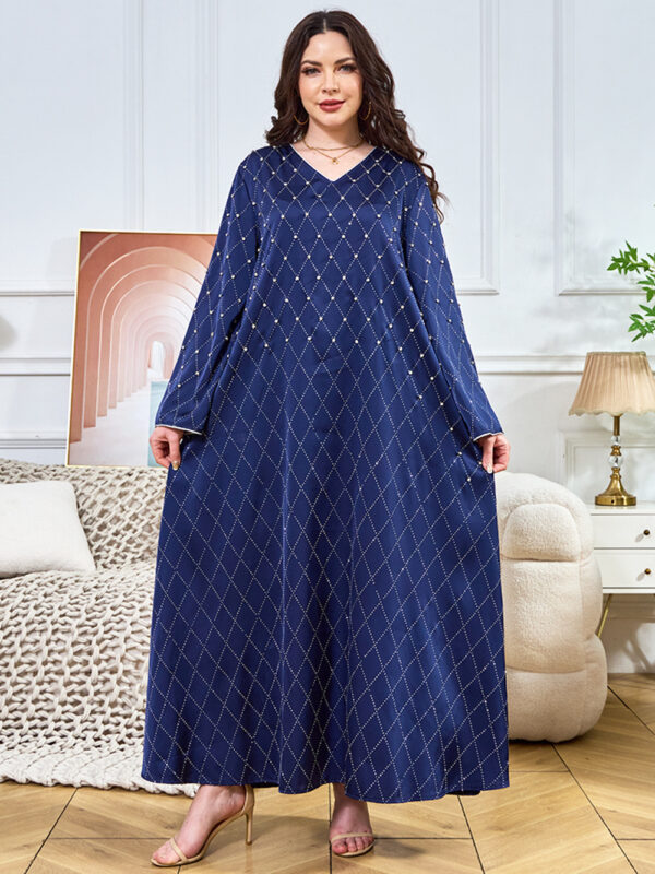 Middle Eastern fashion new style long robe with rhinestones, long sleeve vintage Dubai women's party dress, Muslim dress.