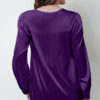 Women's satin pleated long-sleeved top V-neck casual loose satin commuter shirt - 图片 5