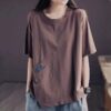 Retro short sleeve t-shirt women's summer new mom clothes korean loose large size foreign pullover ladies top - 图片 3