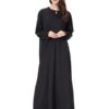 Traditional Muslim Women's Arab, Middle East, Malaysia, Saudi Arabia, Dubai, Black Crew Neck Women's Robe Dress - 图片 3