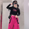 Girls' autumn suit, Internet celebrity fried street, jazz, sweet and cool babes, hooded long-sleeved cargo pants, two-piece set - 图片 7