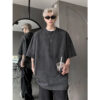 Men's Summer 2025 New American Style Ice Feel Short Sleeve T-Shirt High Street Retro Heavyweight Cotton Crew Neck Top - 图片 11