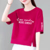 100 cotton women's short sleeve t-shirt, summer thin loose large size slim age reduction fashion casual mom top - 图片 7