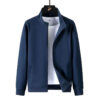 Men's pure cotton sweatshirt, spring and autumn zipper cardigan, stand collar sportswear, solid color, loose fit, plus size top - 图片 6