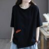 Retro short sleeve t-shirt women's summer new mom clothes korean loose large size foreign pullover ladies top - 图片 7