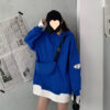 Autumn new sweatshirt women's tide ins hooded student Korean version loose lazy style spliced jacket fake two-piece top - 图片 8