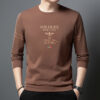 New men's sweatshirt, round neck, printed, long sleeve T-shirt, elastic, wrinkle-free, loose casual top for middle-aged and young people. - 图片 4