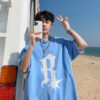 Men's summer cotton short-sleeved T-shirt is thick and opaque, loose and casual, versatile, comfortable, Korean trend, daily half-sleeved - 图片 5