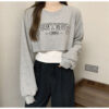 American retro short sweatshirt women's early fall thin design sense niche small man layered two-piece top ins - 图片 3