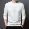 New men's sweatshirt, round neck, printed, long sleeve T-shirt, elastic, wrinkle-free, loose casual top for middle-aged and young people. - 图片 2