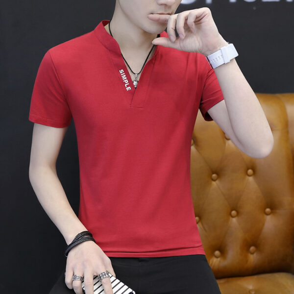 Men's short sleeve fashion t-shirt summer trendy brand 2025 new V-neck pure cotton top half sleeve summer style