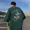 Guochao Chinese style clothes embroidery short sleeve t-shirt men's loose plus size phoenix tide brand heavy half-sleeved summer - 图片 6
