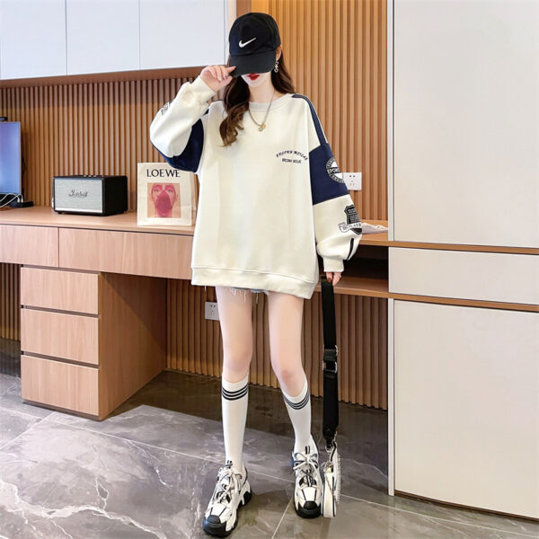 Contrasting sweatshirt womens loose student round neck letter long sleeves ins tide thin autumn top women's tide