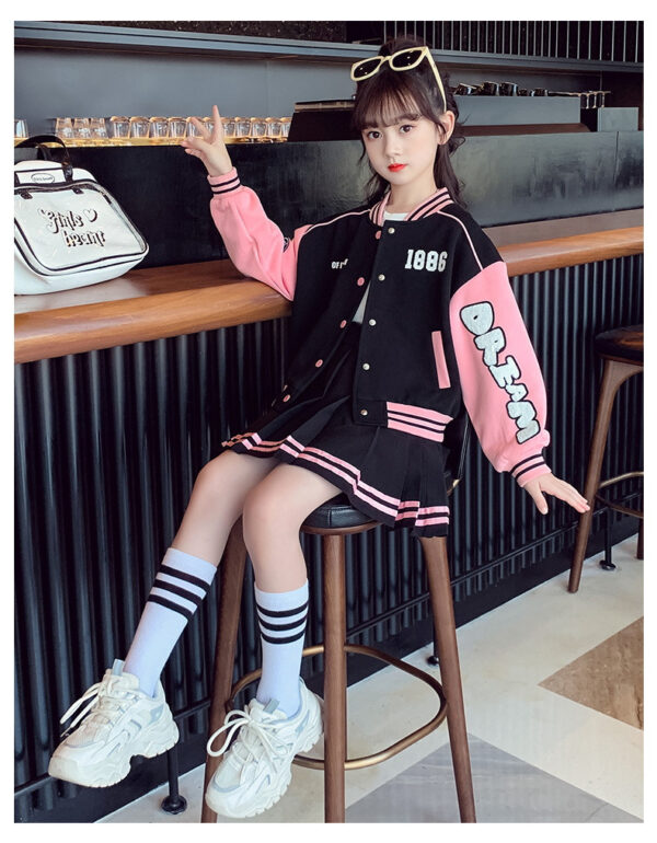 Girls' spring and autumn suits, girls' baseball uniforms, medium and large children's foreign influences, Internet celebrities, fashionable autumn fashion clothes