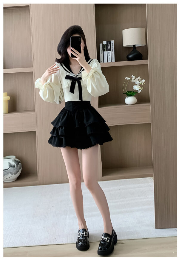 2025 Spring/Summer New Trendy Brand Dress Female Small Man Sweet Shirt A-Line High Waisted Skirt Two-Piece Set